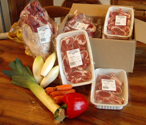 D&eacute;tail du contenu d'un colis d'agneau